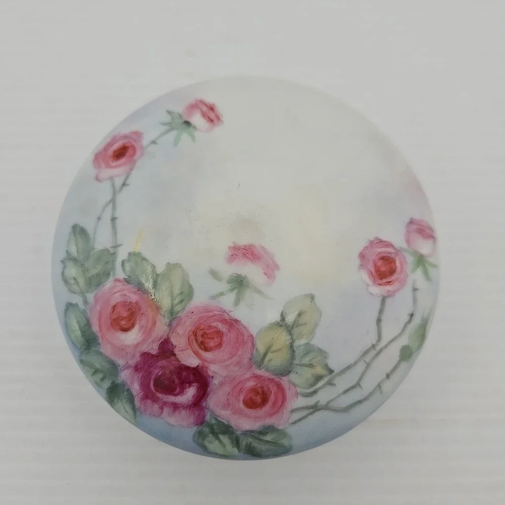 Vintage Austria Floral Flowers Powder Jar Trinket Dish‎ with Lid